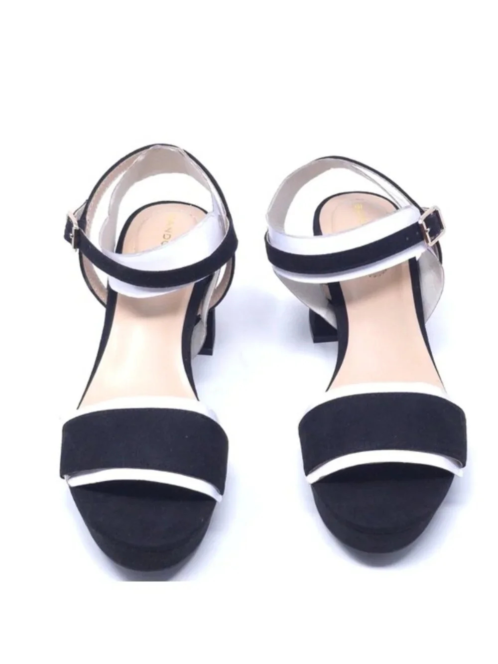 Bandolino Pennie 2 Genuine Suede Block Heel Ankle Strap Sandals Black 6M